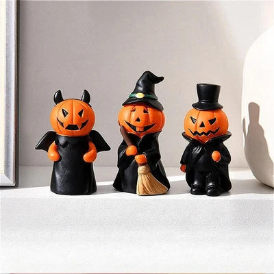 Pumpkin Cute Halloween Decor Set - Ghost Witch Resin Figurines for Home Tabletop - image 1 of 4