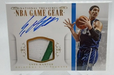 2014-15 Panini National Treasures Enes Kanter NBA Game Gear Gold Patch Auto /25 - Image 1 of 2