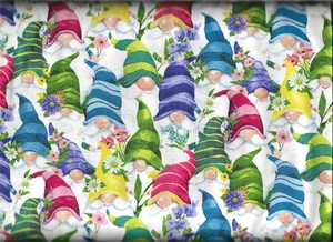 45" 100% cotton Novelty fabric "Spring Gnomes" by Wilmington Fabrics - Picture 1 of 1