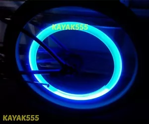 HOT 2 Bike Bicycle racing cycling valve stem rim lights NEON LED Glow 4 Safety - Picture 1 of 9