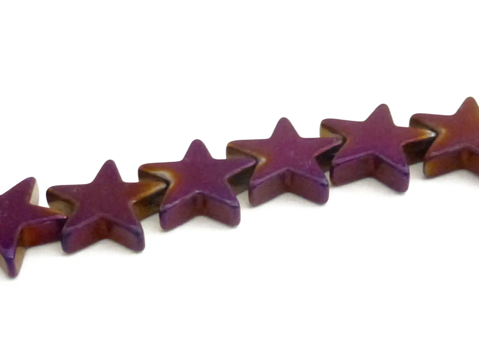 Hämatitperlen Stern 8 mm lila Strang ca. 65 Perlen Spacer nenad-design AN595 - Bild 1 von 4