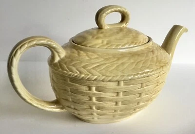 Vintage  Ellgreave H. J. Wood  Burslem England Teapot Basket Weave Pattern - Image 1 of 4
