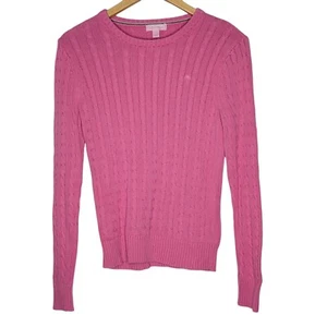 Lilly Pulitzer Cable Knit Crew Neck Sweater Pink Pullover Women's Small S - Picture 1 of 5