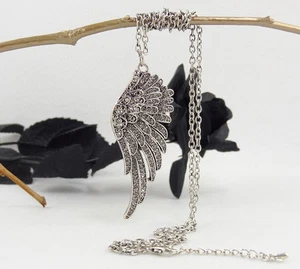 Collana lunga ala angelo gotico con swarovski diamante nero getto cristallo metallizzato - Foto 1 di 3