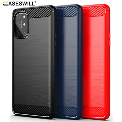 CASESWILL® For OnePlus 8T / 8T+ Plus 5G Case Slim Carbon Fiber Shockproof Soft TPU Cover