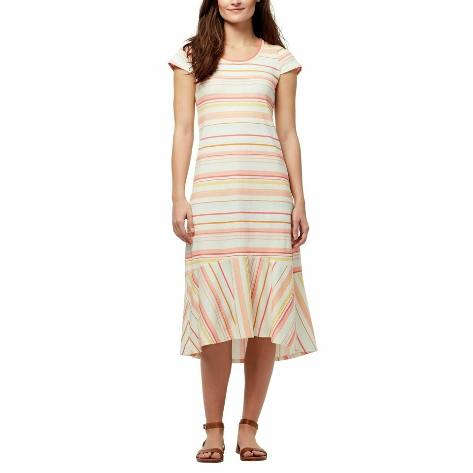 Vestido Ella Moss Junior Multicolor Rayas Manga Gorra Alto Bajo Talla XL Algodón BA Foto 1 de 4