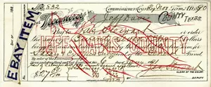1890 Commiss Court FORT DAVIS TEXAS Schatzkammer von Jeff Davis County JAMES STEWART - Bild 1 von 1
