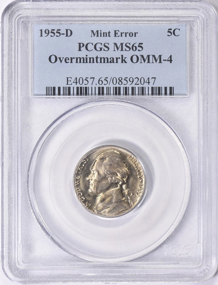 1955-D/S Jefferson Nickel Overmintmark OMM-4 PCGS MS-65 Mint Error D Over S - Image 1 of 4