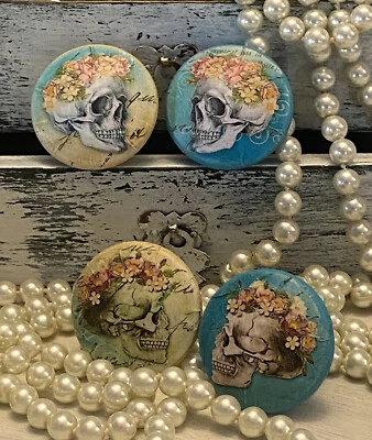 Juego de 4 perillas de gabinete tiradores de cajón para muebles Skull Foto 1 de 4