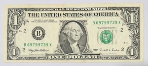 Billete De 1 Dólar Año 1995. Con Número De Serie Que Termina Con La Letra-X . - Picture 1 of 2