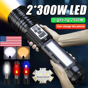 Linterna de reflector LED blanca + amarilla con lámpara zoom COB linterna táctica - Imagen 1 de 17
