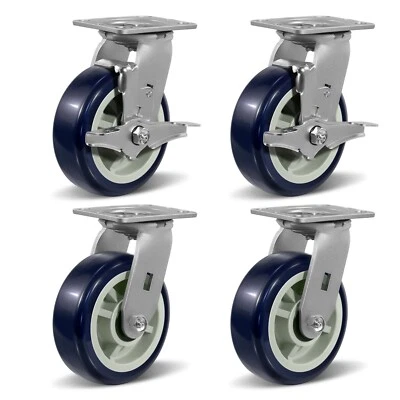 SYRANTION 6 Inch Polyurethane on Polypropylene Heavy Duty Casters ,Capacity 1000-4000LB