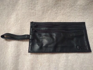 Orvis Black Leather Zippered Pouch Two Pockets - Picture 1 of 7