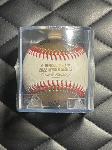 2022 World Series OMLB Gold Baseball Astros Phillies with Scores New Cover