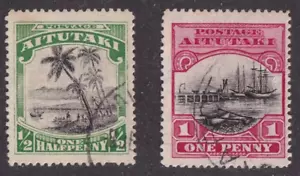MATT'S STAMPS SCOTT AITUTAKI #34-35 ISSUES OF 1924-1927, USED CV$37.50 - Picture 1 of 2