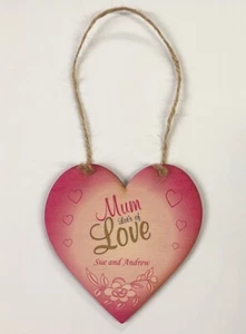 Personalisierte Muttertag Mama Holz Herz Plakette Schild - Bild 1 von 2