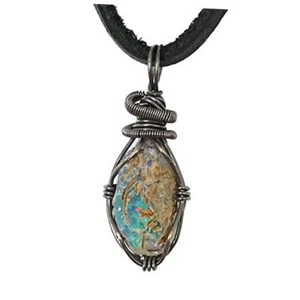 Handmade Fire Opal Men’s Necklace, Unisex Necklace, With 24 inch Black - Picture 1 of 10