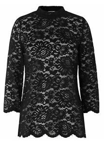 BNWT Rosemunde Womens Black 3/4 Sleeve Stretchy Lace Filippa Top UK 10/M