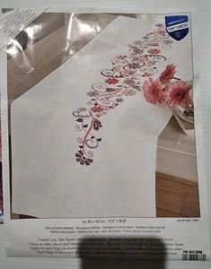 (1337) Vervaco Pink & Purple Phantasy Printed Table Runner Stitch Embroidery - Picture 1 of 5