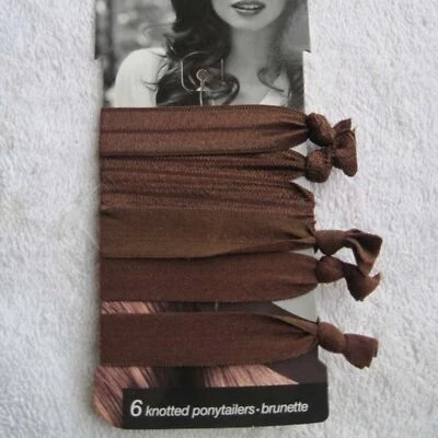 6 faixas elásticas de fita de nós morena Scunci rabo de cavalo sem metal brilhante - Imagem 1 de 4