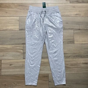 Lauren Ralph Lauren Metallizzato Pull On Elastico Vita Conico Jogger Argento M - Foto 1 di 13