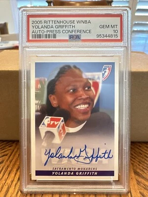 2005 WNBA Autograph Yolanda Griffith PSA 10 Pop 6! Monarchs HOF On Card Auto! - Image 1 of 4