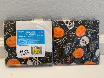 UNIQUE Lot of 2 Sets Halloween Party Beverage Napkins 16 each - Image 1 of 3