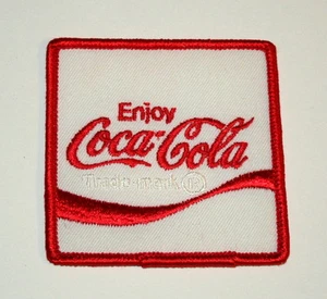 Vintage Enjoy Coca-Cola Coke Soda White Wave Cloth Patch 1980s NOS New - Picture 1 of 1