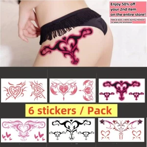 Set of 6 Sheets Sexy Naughty Temporary Fake Tattoo Stickers Adult Kiss Body Art - Picture 1 of 8
