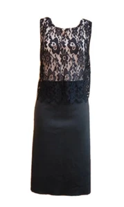 NUEVO VESTIDO DE ENCAJE NEGRO PARA DAMA TALLA 12 DE WALLIS HASTA LA RODILLA LÁPIZ RECTO - Imagen 1 de 7