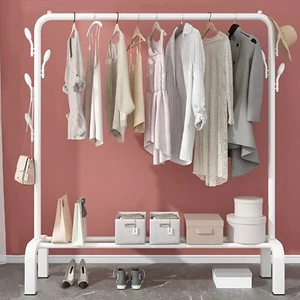 Portable Closet Wardrobe Clothes Rack Storage Organizer Single Bar Garment Rack - Picture 1 of 15