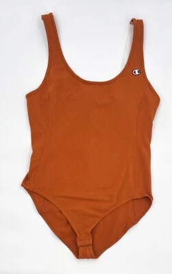 Champion Body Tank Mujer Mediano Marrón Naranja Sin Mangas Leotardo Botón a Presión Foto 1 de 4