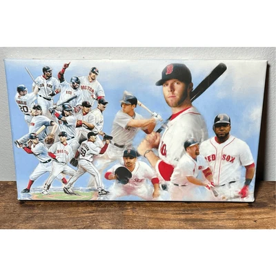 Vtg Boston Red Sox 14x8 Canvas Print MLB World Series Big Papi Pedroia Manny - Image 1 of 4