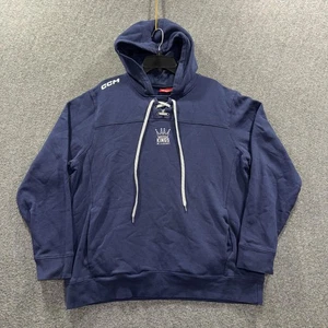 Kings Jr A Hockey Hoodie Youth Large Navy Lace Up CCM Sweatshirt Embroidered - Picture 1 of 11