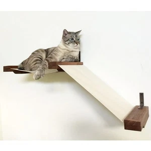 Wall Mounted Cat Hammock Fabric Lift Pet Lounger Raceway Kitty Shelf Wood - Picture 1 of 6