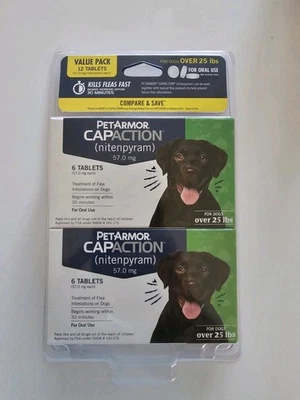 PETARMOR CAPACTION DOGS Over 25 lbs Treatment 2pk 6 Total 12 “FREE SHIPING" 8/27
