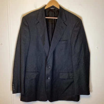 VTG Polo University Club Ralph Lauren Blazer Mens Sz 48L Charcoal Gray Pinstripe - Image 1 of 4