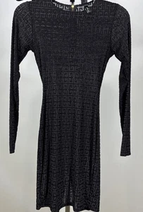 Womens Blk Sheer Velvet SheathDress Good time USA Stretch Built In Shorts Sz S - Picture 1 of 14