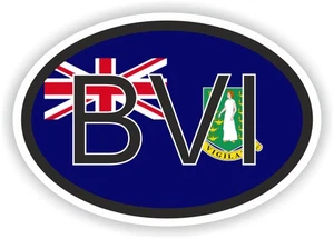 British Virgin Islands Country Code Oval Flag Sticker / Waterproof Graphics - Picture 1 of 1