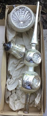 Antik Christbaumschmuck Christbaumspitze 6 Reflexe Ø3cm +1 Reflex+1Glocke 25/26 - Bild 1 von 4