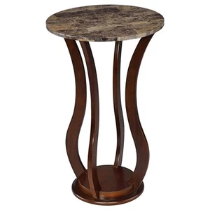 Elton Round Faux Marble Top Accent Side Table Brown 900926 - Picture 1 of 4