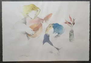 Sunol Alvar "Personages Con Guitar" - ein schönes Aquarell - signiert/datiert 2000 - Bild 1 von 8