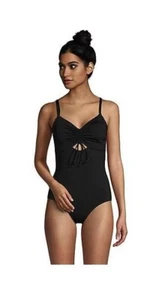 NWT Lands' End Women's Adjustable V-Neck One Piece Swimsuit Size S $130 JK434 - Picture 1 of 2