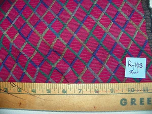 Red Blue Green Diamond Print Fabric / Upholstery Fabric 1 Yard R123 - Picture 1 of 1