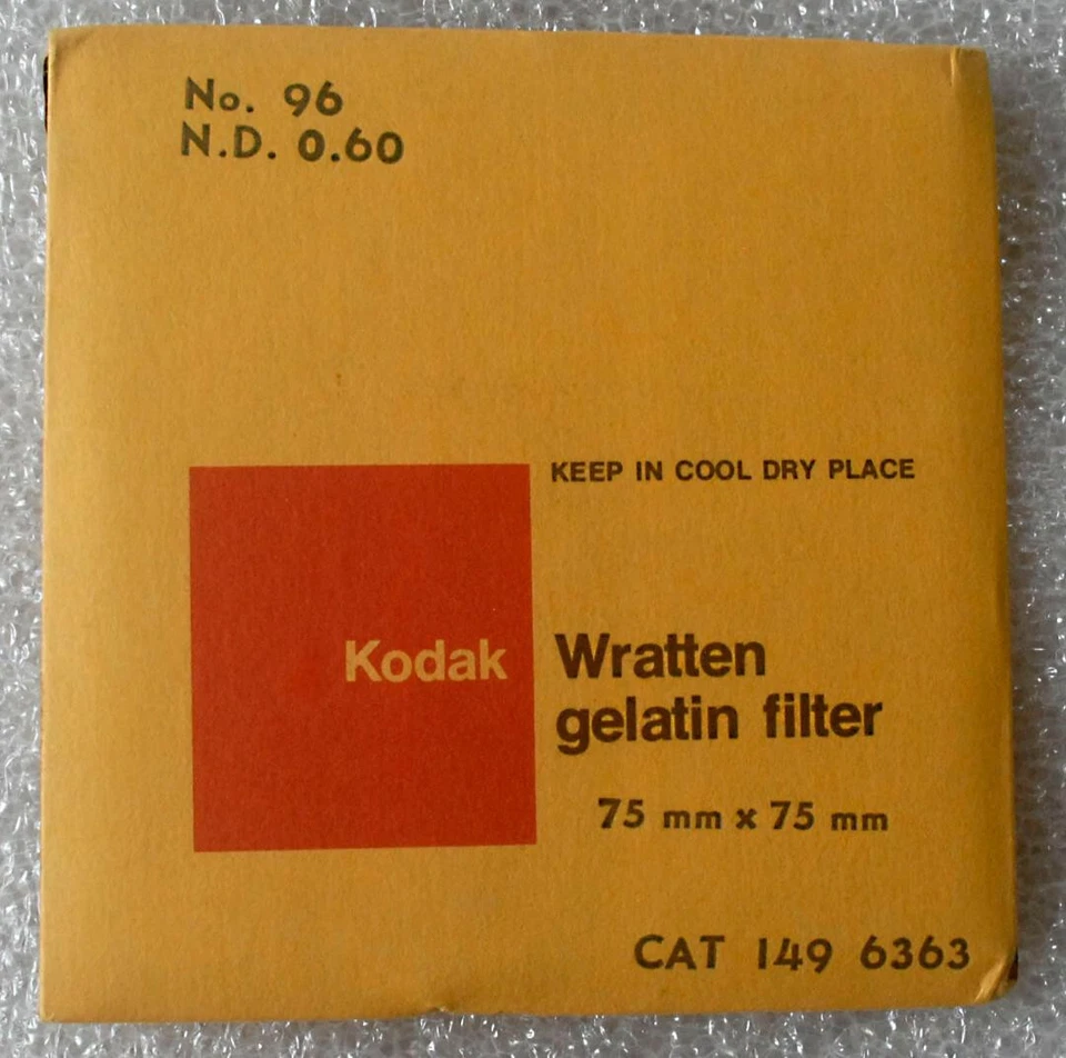KODAK WRATTEN GELATIN FILTER 3"x3" neutral density N.D. ND .60 No. 96 - Image 1 of 1