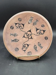 Handcarved Soap Stone Plate Dish Kenya Fish And Floral Design - Picture 1 of 5