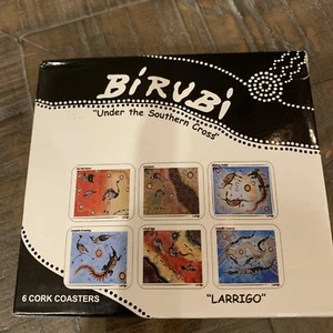 Set of 6 Australian BIRUBI Aboriginal Animals Art Coasters Boxed New - Picture 1 of 5