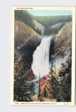 PPC Postcard WY Wyoming Yellowstone National Park Great Falls Of The River Info
