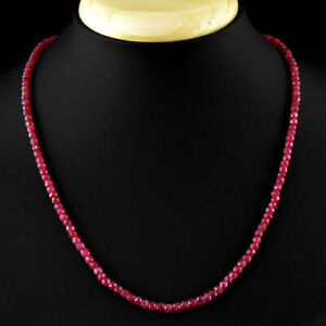 New 2x4mm Brazilian Red Ruby Abacus Faceted Gemstone Necklace 18"