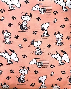4pc PEANUTS SNOOPY WOODSTOCK FULL SHEETS SET HAPPY DANCE PEACH PINK 13" DEEP - Picture 1 of 1
